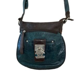 Americana By Sharif Teal &Brown
 Soft Lthr Crossbody /Shoulder
Bag